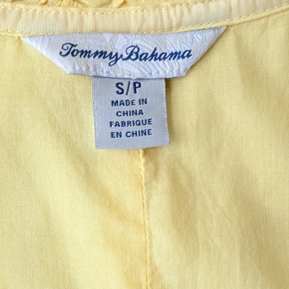 Tommy Bahama Women's Yellow Linen Ruffle V Neck Sleeveless Casual Dress S/P - Picture 2 of 8